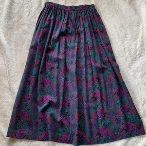 Vintage Preston & York Jewel Tone Purple Paisley Patterned Maxi Long Skirt Sz 10